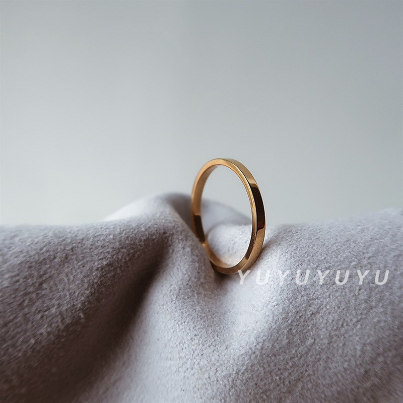 与瑜饰品 极细圈戒指女 钛v钢镀金叠戴套戒不掉色洗手不摘简约指