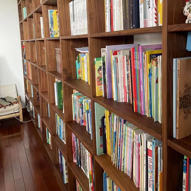 小懒木作/定制i实木组合书架格子柜书墙原木落地大书橱去客厅化