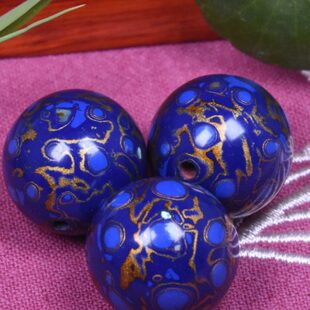 天然大漆珠手串佛珠单珠散珠福州漆器犀皮漆镶嵌螺钿漆珠多宝蓝金