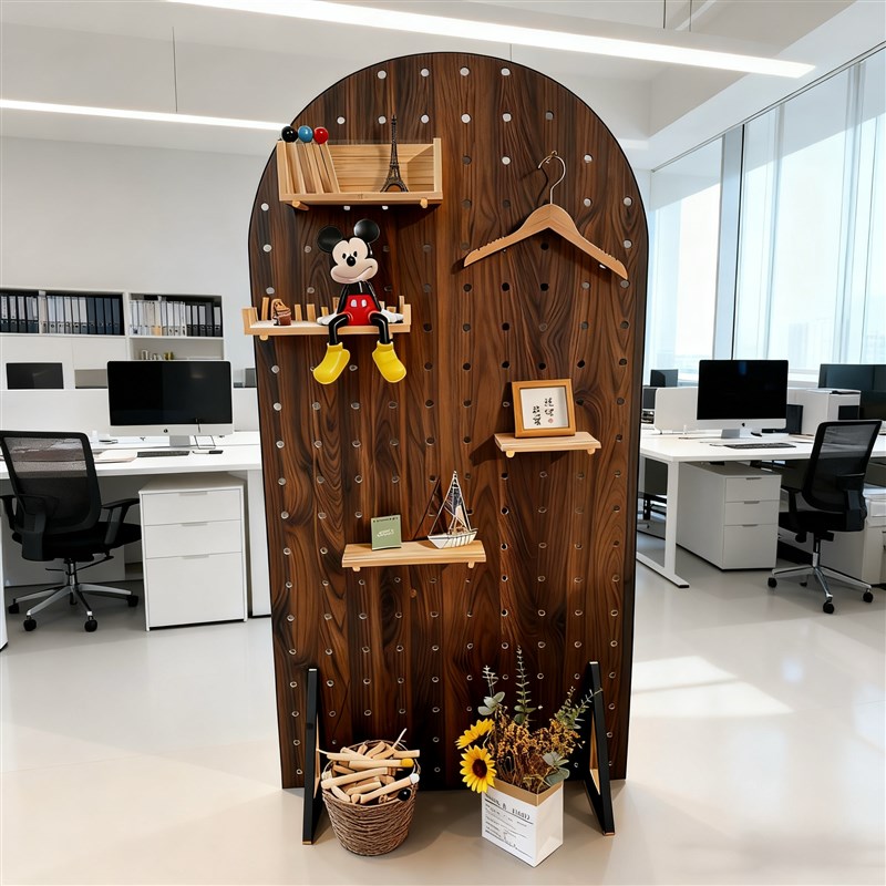 实木洞洞板落地立式定制玄关隔断屏风收纳K展示架可移动入户门新