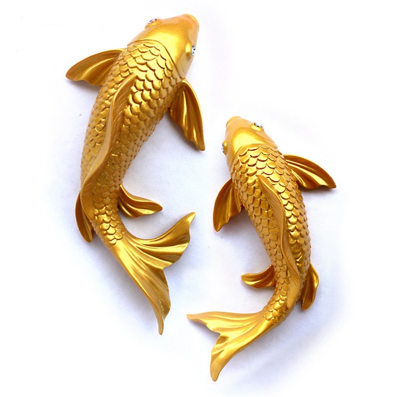 立体鱼墙挂饰g贴创意家居富贵锦鲤鱼群摆件墙壁树脂壁饰鱼荷塘月