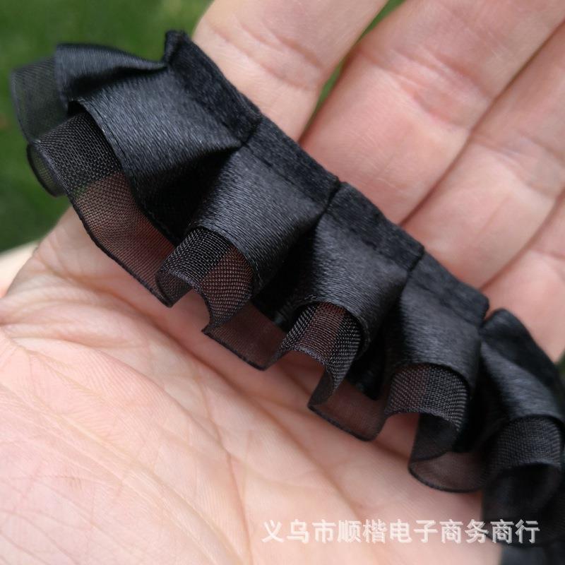 2.d5cm缎带带双IRK层打边皱褶皱花iy迷惑娃娃材料服装饰品纱配饰3