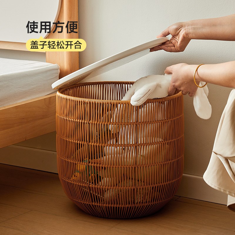 日式仿藤编脏衣篓家用脏衣篮uins卧室衣服收纳筐脏衣筐浴室洗衣篮