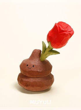 努力!粪斗!搞怪奋斗手工w木雕摆件小礼物办公桌装饰摆件送男友