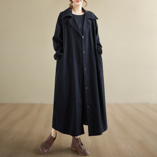 气质风衣外套大衣 高级感宽松大码 2025实拍秋冬新款 复古过膝中长款