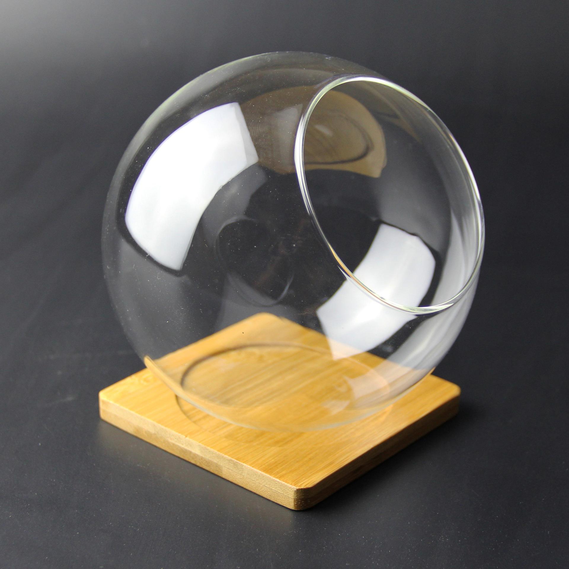 苔藓DIY平底圆球花瓶圆形斜口玻璃瓶 微景观生态瓶多肉植物苔藓瓶