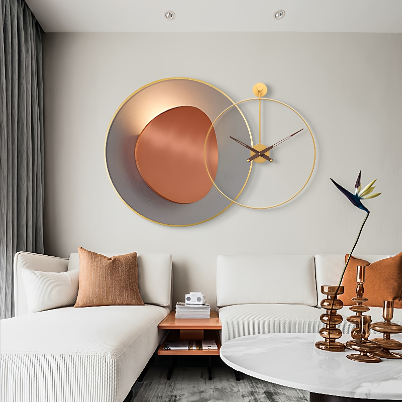 现代餐厅装饰画晶瓷画玄关叠加挂画客厅沙发背景墙挂钟组合墙壁画