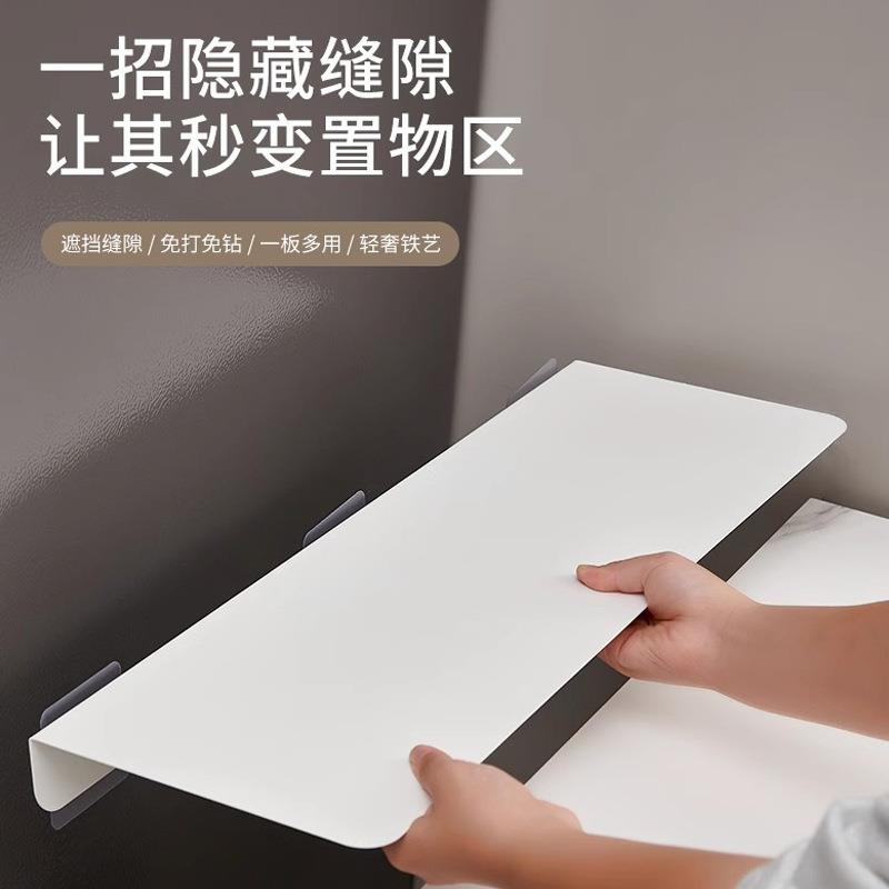免打孔铁艺厨房冰箱夹缝层一字板台面延长超窄遮丑加宽延伸板置物