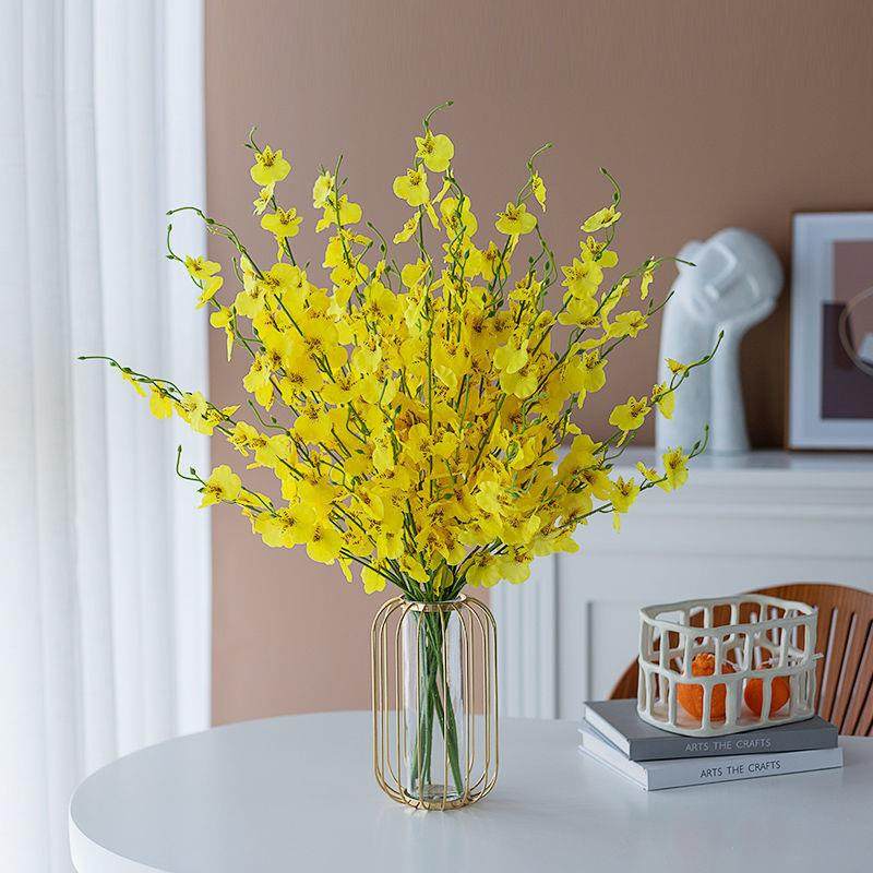 仿真跳舞兰蝴蝶兰绢花装饰客厅摆设餐桌干花假花花瓶摆件花束摆放