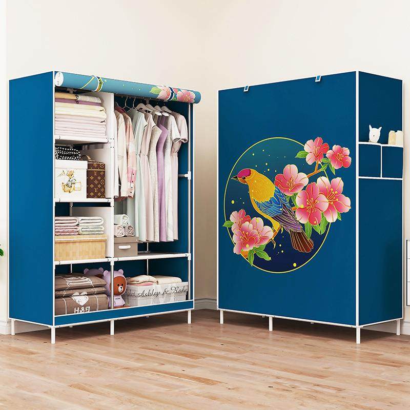 雅锐凡简易衣柜布衣柜宿舍衣橱挂衣杆衣帽架组装衣架创意加粗钢管