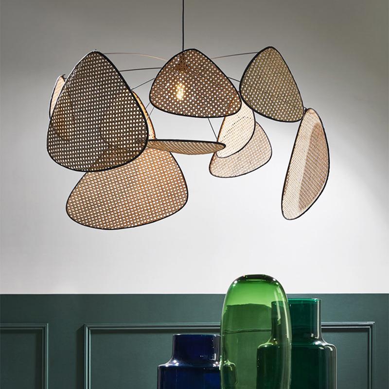 侘寂风吊灯日式禅意设计师竹编藤艺中式客厅酒店民宿灯饰