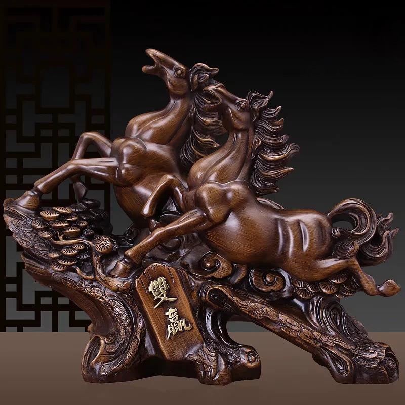 双赢马摆件马到成功客厅招财装饰品领导办公室桌摆设乔迁开业礼品