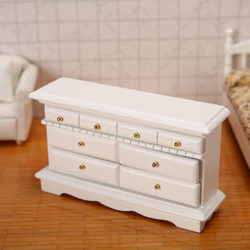 1:12娃娃屋迷你家具DIY木柜子电视柜五斗柜床头边柜微缩摆件模型