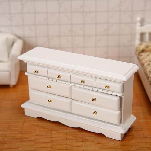 1:12娃娃屋迷你家具DIY木柜子电视柜五斗柜床头边柜微缩摆件模型