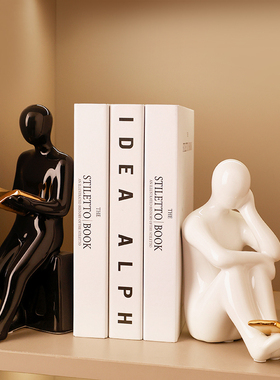 简约现代假书书挡摆件家居客厅书房电视柜酒柜P轻奢陶瓷书立装饰