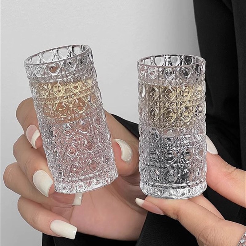 宝石图案无障碍豪华白葡萄酒杯压花小酒杯小玻璃杯国产洋X酒一杯