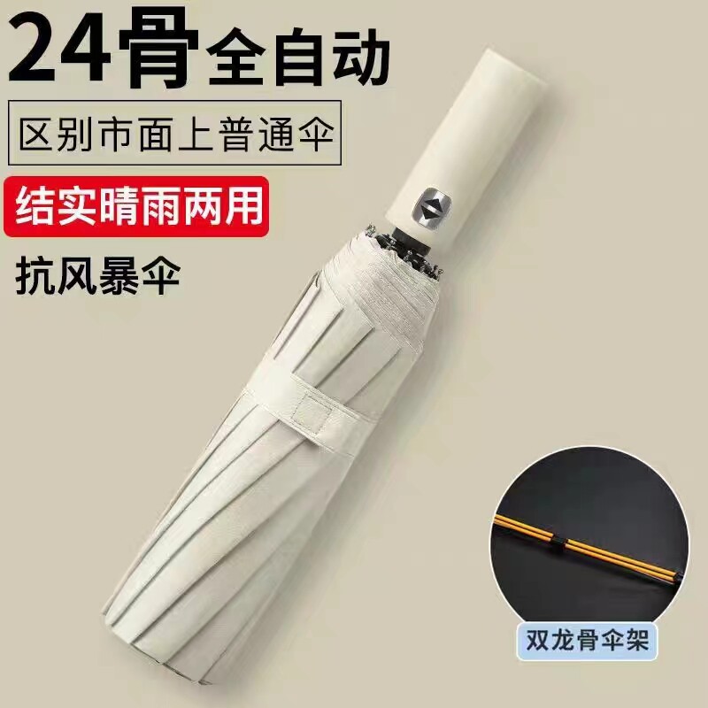 全自动折叠大号雨伞男女士加w大加厚抗风暴晴雨两用遮阳伞定制log