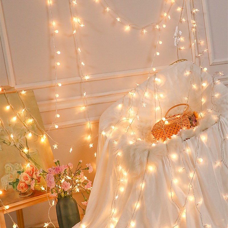 网红灯拍照星星灯房间装饰卧室布置ins风小彩灯lQed闪灯串灯满天