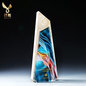 大理石水晶奖杯定制定做创意优秀员工颁奖奖牌定做刻字彩印年会