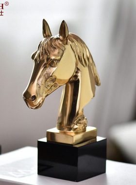 欧式轻奢铜马摆件 办公室酒柜室内装饰品玄关酒柜马到成功摆设