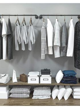 复古水服装晾衣架一字上管置物A55471架壁挂管式可墙拆卸黑色水陈