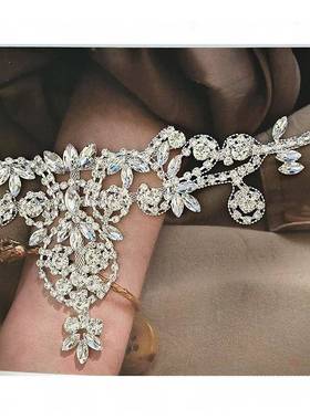 新SZ00599款重工烧焊水钻贴花高纯手工新配娘腰封婚纱礼舞档服蹈