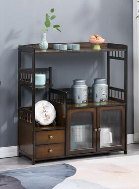 茶柜边置物子柜新中式茶叶架收纳客厅靠墙OVZ架储物柜茶桌柜茶水