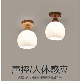 新中式 感应道灯声控实木走廊灯护眼楼灯北过欧现79156代简创约梯