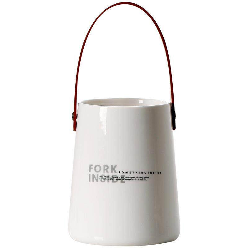 K餐BQ1皮革手提陶筷子筒瓷收纳筷罐勺叉具收纳筒厨房FQWOKRMC收纳