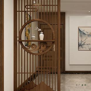 新中式 挡现简约进 实木屏风代隔断客厅2OIX025年新入玄关家用遮款