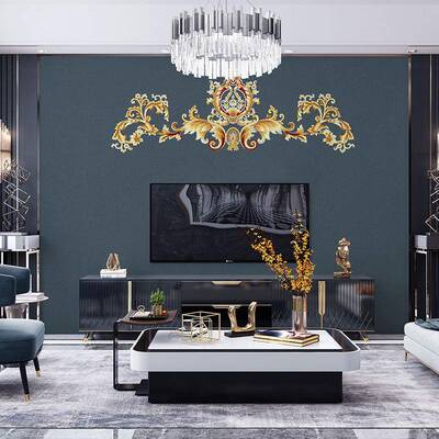 独秀背景沙布高端电壁布无缝高档VOM刺绣简欧式发绣花整幅视背景