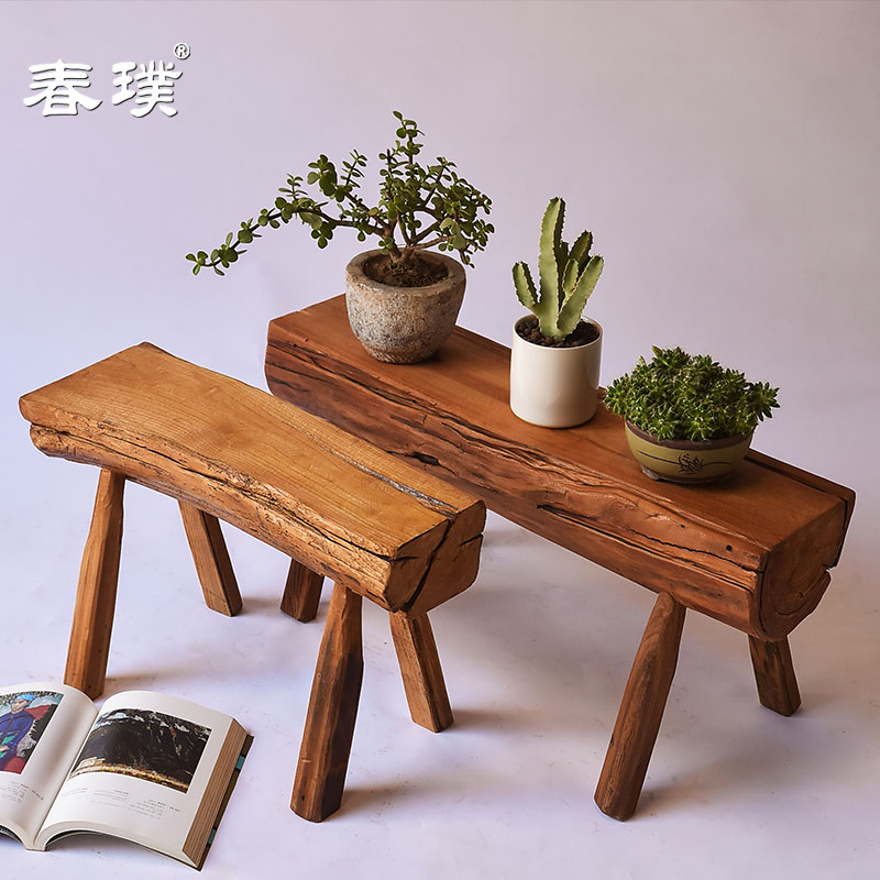 原木客厅木墩花架根雕花盆底座花瓶茶几台装Q饰摆件木桩置物座凳