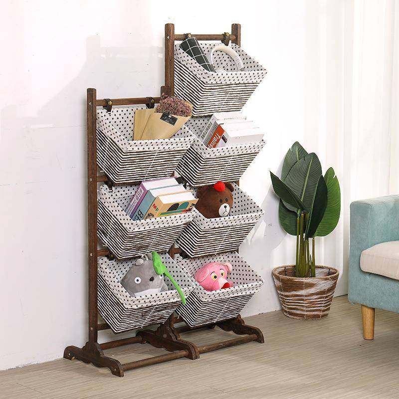 创物纳意新款家用置物架实木书报收纳架多层收落置物架书地布篮艺,收纳整理,脏衣篮,淘宝优惠券,粉丝福利购,淘宝优惠卷