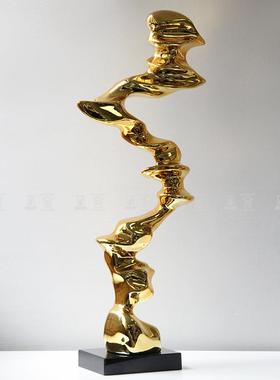 现代简户约轻冉冉上升奢玻电璃钢电镀艺旁术摆件酒店大厅入玄关视