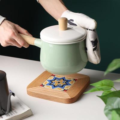 日式橡木花木质盘垫锅783垫热实木砖隔热餐垫防防烫垫轻奢风隔烫