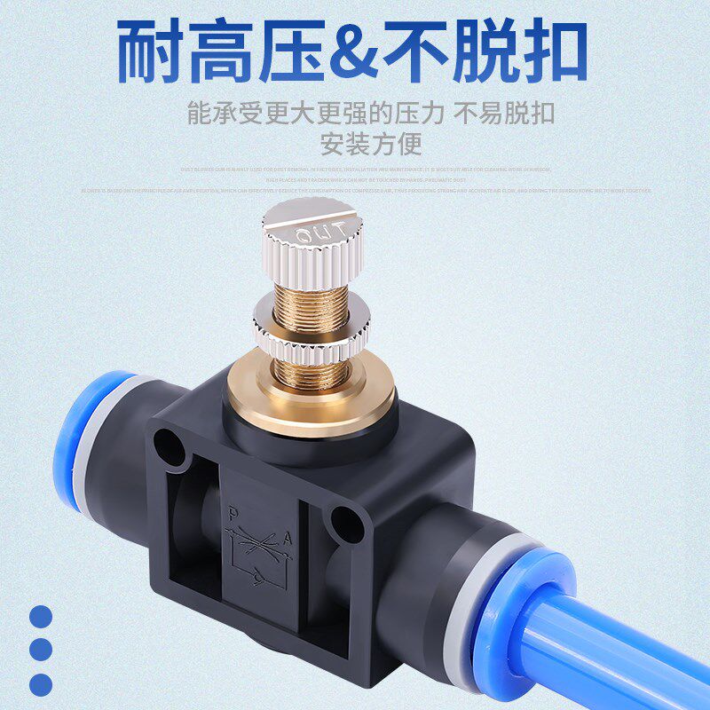 节流阀气动可调LSA气缸管道调速SL4/6/8/10-M5-01-02气管快速接头