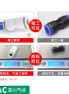 快速接头白色PU直通6 4 8 10mm PE PY三通PG PEG PW变径气管快插