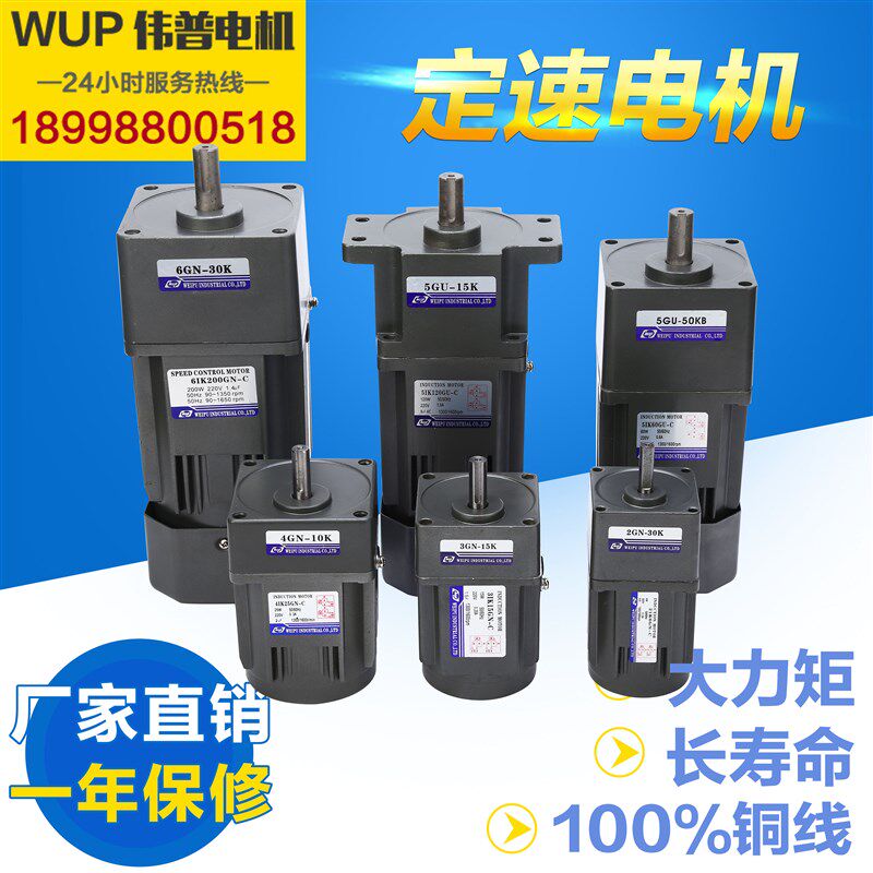 伟普厂家直销6-400w微型交流定速电机220v380v定速三相齿轮马达
