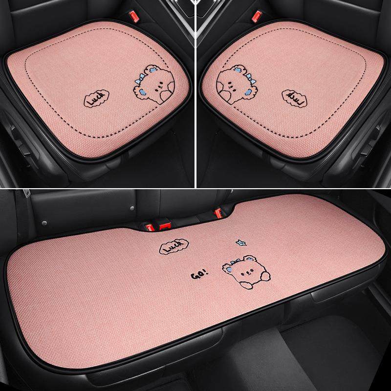 汽车坐垫四季通用三件套亚麻卡通可爱夏季凉垫单片无靠背长条座垫,汽车用品/电子/清洗/改装,通用脚垫,淘宝优惠券,粉丝福利购,淘宝优惠卷