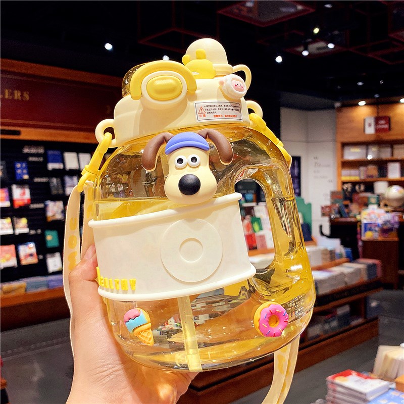 1600ml大容量水杯男士运动x健身水壶夏季女生外出便携吸管杯子双