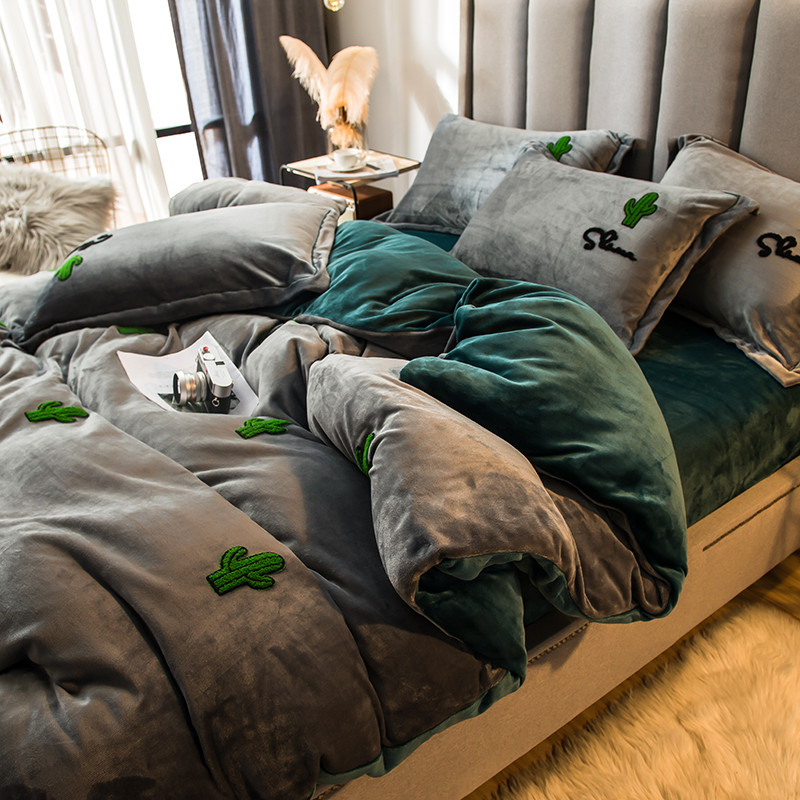 牛奶绒被套单件冬天四件套冬毛绒C一米五珊瑚绒加绒双面绒单独被