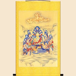 明清复古版 天龙八部龙众画像 那伽龙神像画绢布卷轴挂画装饰画