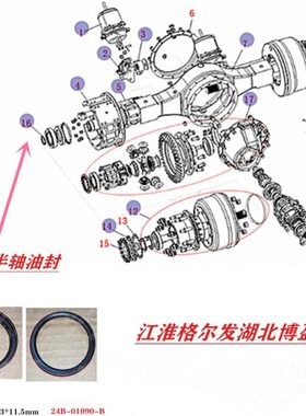 江淮格尔发A5 K5 K3 L 后桥半轴油封湖北博盈桥24B-01090-B原厂件