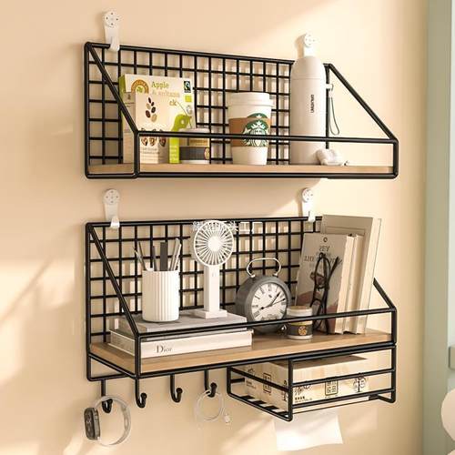 墙面收纳架免打孔床头宿舍壁挂客厅空间利用零食床上置物挂篮