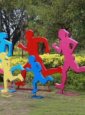 跑道人物雕塑su摆件抽象片状人像艺术品玻璃钢制户外大型工艺品