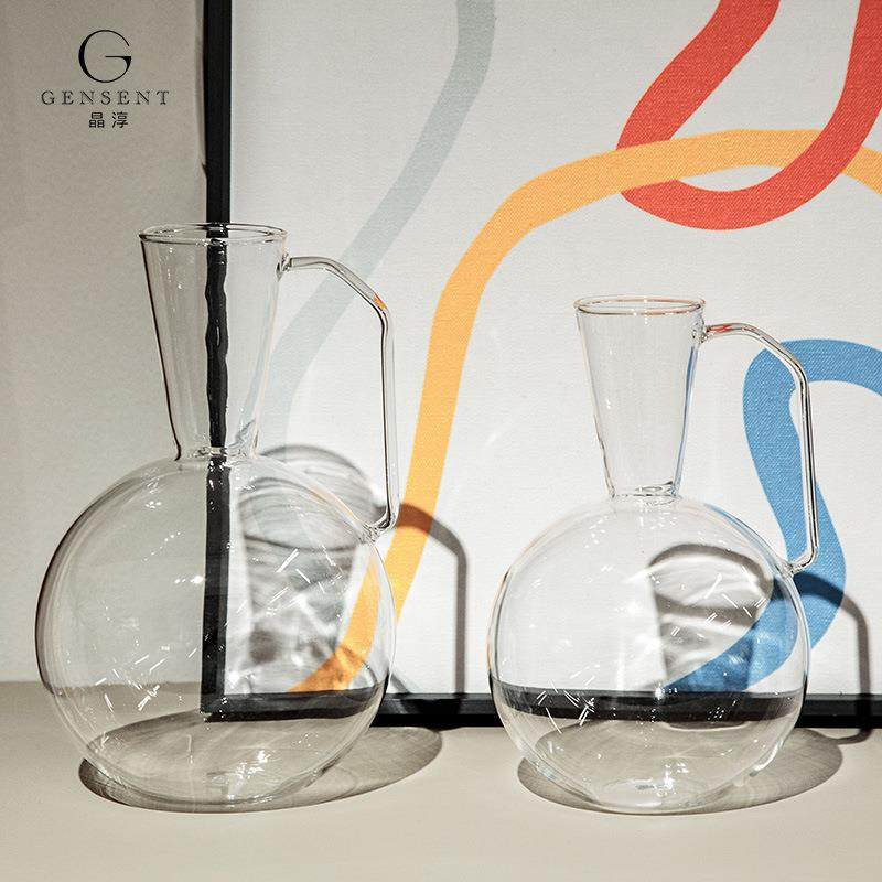 晶淳 高硼硅玻璃壶 透明水壶醒酒器插花瓶多用装饰器皿样板间装饰,家居饰品,花瓶,淘宝优惠券,粉丝福利购,淘宝优惠卷