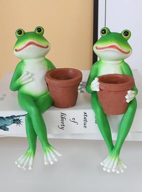 创意家居青蛙摆件动物树脂工艺品卡通客厅桌面装饰品新品墨绿色