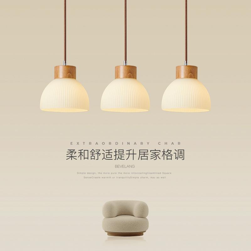 餐厅吊灯北欧创意原木餐桌吧台灯现代简约日式极简卧室床头小吊灯