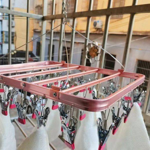 不锈钢多夹子晾衣架铝合金多功能凉袜家用加粗阳台防风晾晒架神器,收纳整理,金属衣架,淘宝优惠券,粉丝福利购,淘宝优惠卷