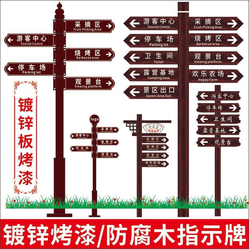户外立式导向引导指路牌标识牌分流路牌公园景S区小区指示牌指引